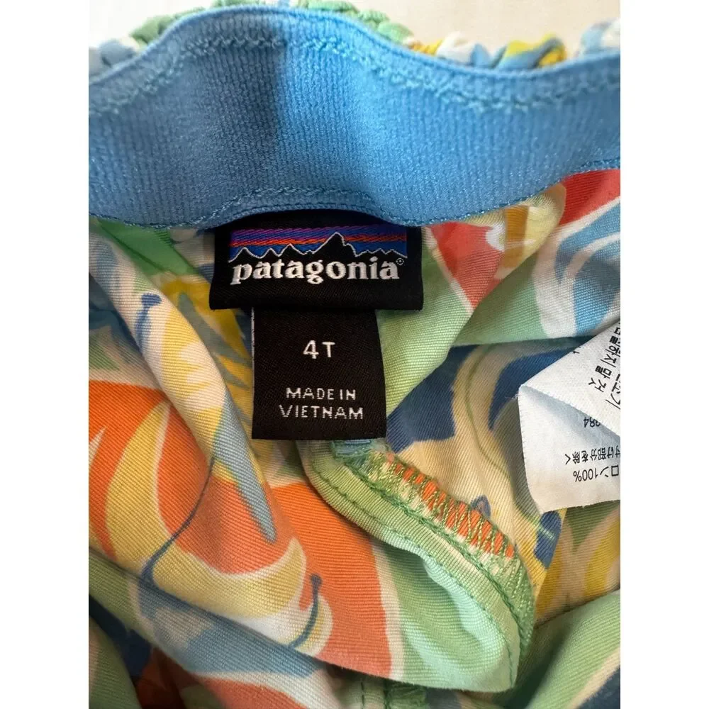 Patagonia Baby Baggies Swim Trunks 4T Blue Surf Fish Print Recycled Nylon